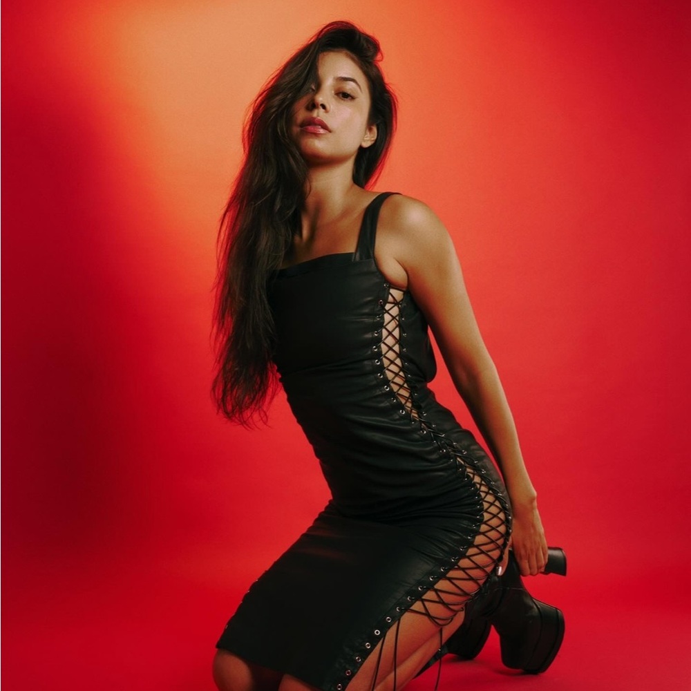 Miaou Black Lace-Up Dress